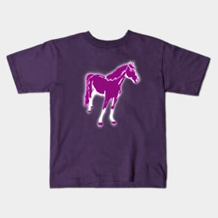 Colorful Animals - magenta horse Kids T-Shirt